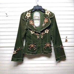 Joystick by Johnny Was Embroidered Lined Corduroy Blazer/Jacket Size S